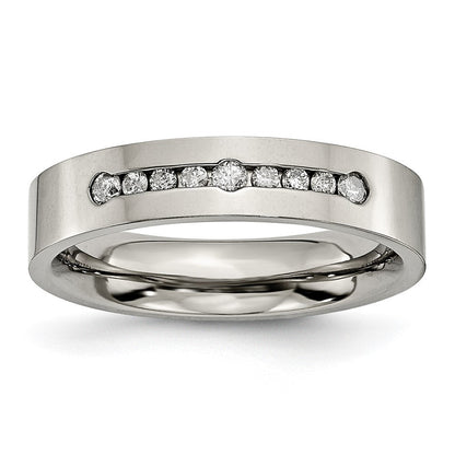 Titan Poliert 1/4ct Gesamtgewicht. Diamant 6mm Ring