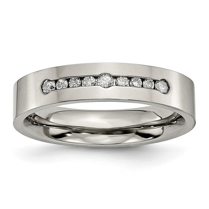 Titan Poliert 1/4ct Gesamtgewicht. Diamant 6mm Ring
