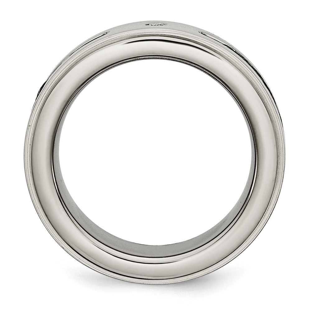 Titan Poliert Schwarz Ip Beschichtet Ankerkette/0.035ct. Diamant Ring (size 8 Nur)