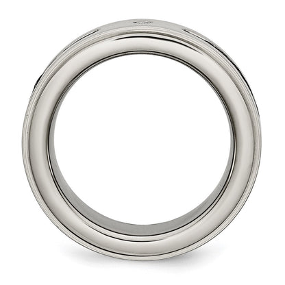 Titan Poliert Schwarz Ip Beschichtet Ankerkette/0.035ct. Diamant Ring (size 8 Nur)