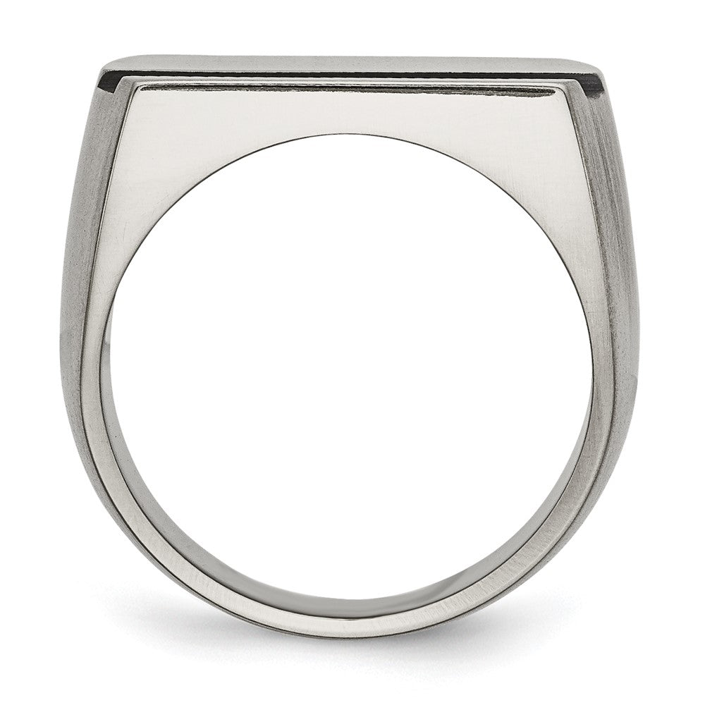 Titan Grau Ti Gebürstet/polished Blau Annodized Stripe Ring (size 11 Nur)