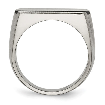 Titan Grau Ti Gebürstet/polished Blau Annodized Stripe Ring (size 11 Nur)