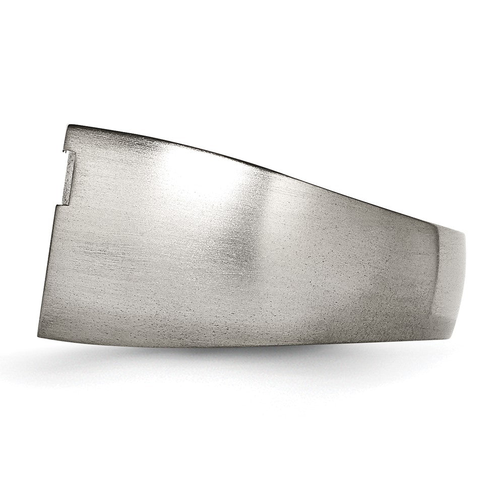 Titan Grau Ti Gebürstet/polished Blau Annodized Stripe Ring (size 11 Nur)