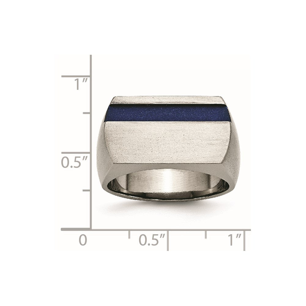 Titan Grau Ti Gebürstet/polished Blau Annodized Stripe Ring (size 11 Nur)
