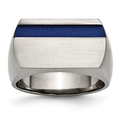 Titan Grau Ti Gebürstet/polished Blau Annodized Stripe Ring (size 11 Nur)
