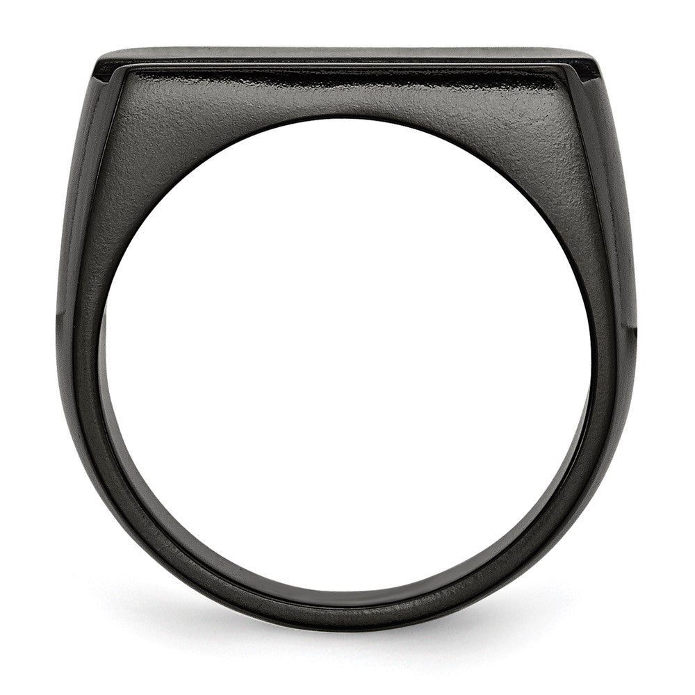 Titan Schwarz Ti Poliert Blau Anodized Stripe Ring