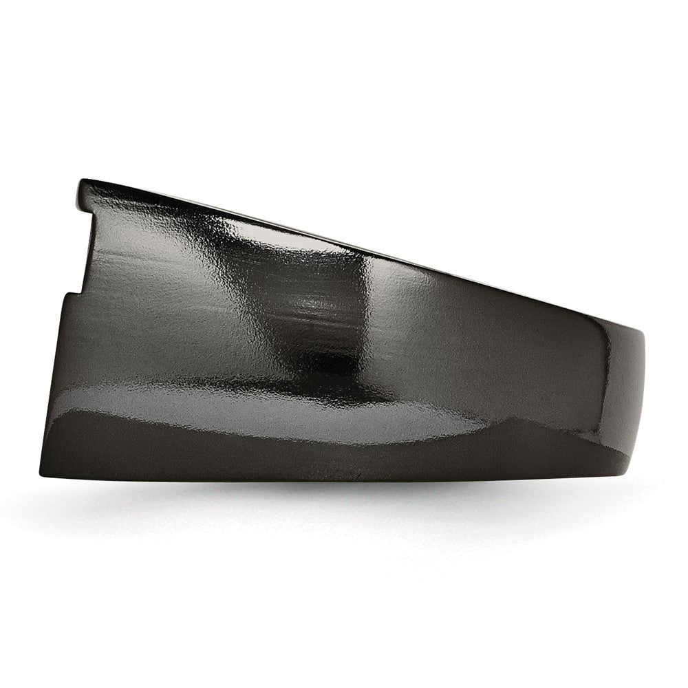 Titan Schwarz Ti Poliert Blau Anodized Stripe Ring