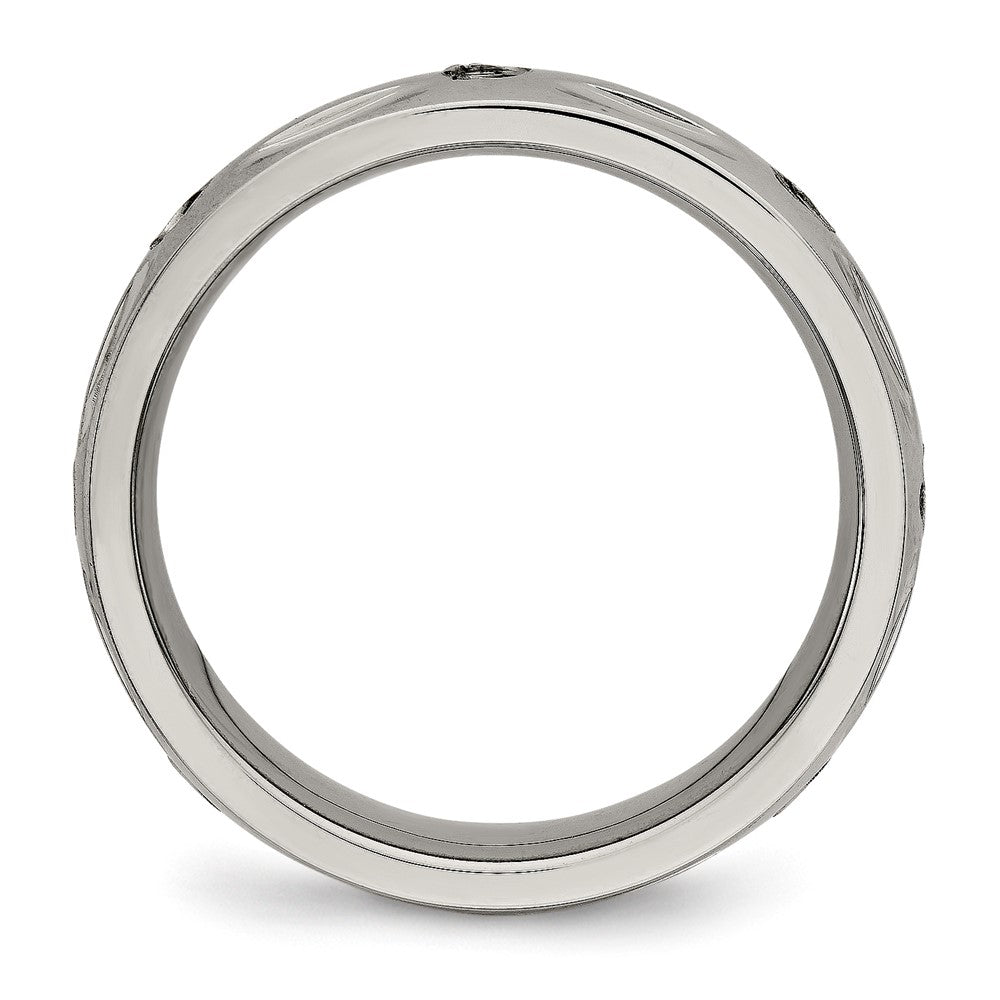 Titan Poliert mit Zirkonia 6mm Gerillt Ring