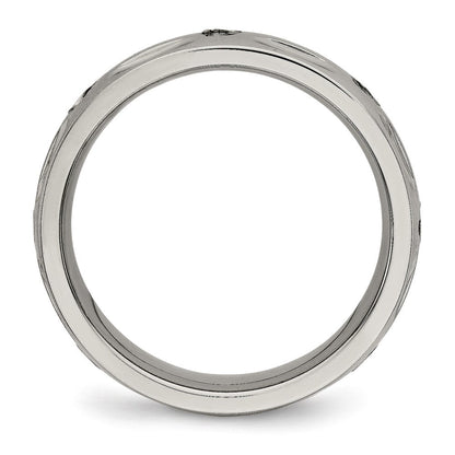 Titan Poliert mit Zirkonia 6mm Gerillt Ring
