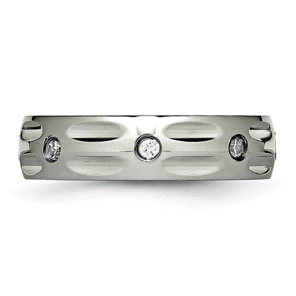 Titan Poliert mit Zirkonia 6mm Gerillt Ring