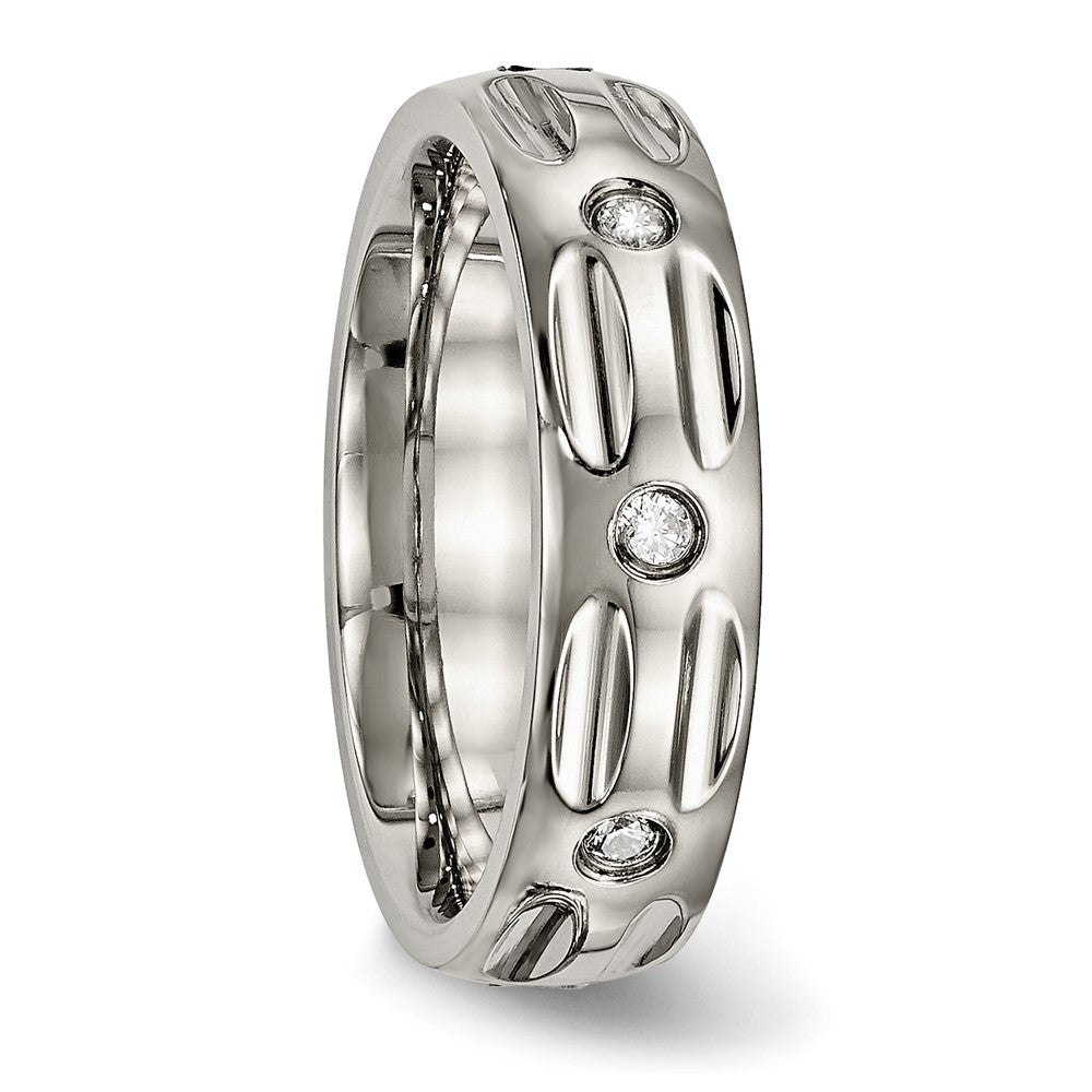Titan Poliert mit Zirkonia 6mm Gerillt Ring
