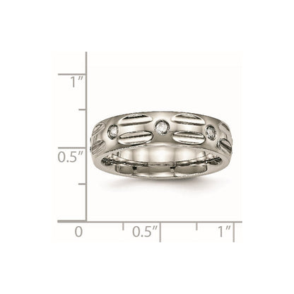 Titan Poliert mit Zirkonia 6mm Gerillt Ring
