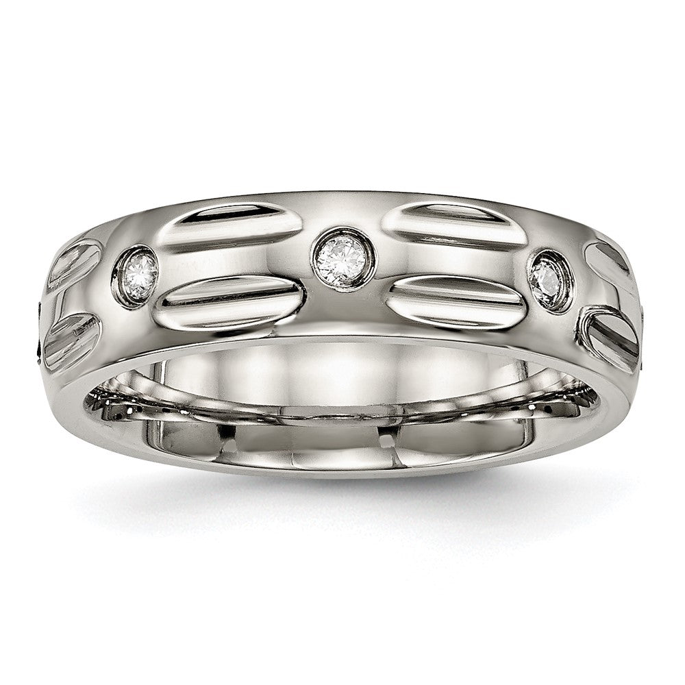 Titan Poliert mit Zirkonia 6mm Gerillt Ring