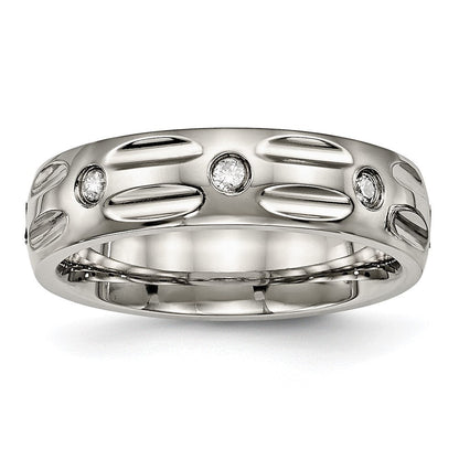 Titan Poliert mit Zirkonia 6mm Gerillt Ring