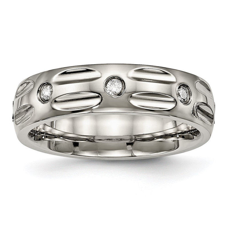 Titan Poliert mit Zirkonia 6mm Gerillt Ring