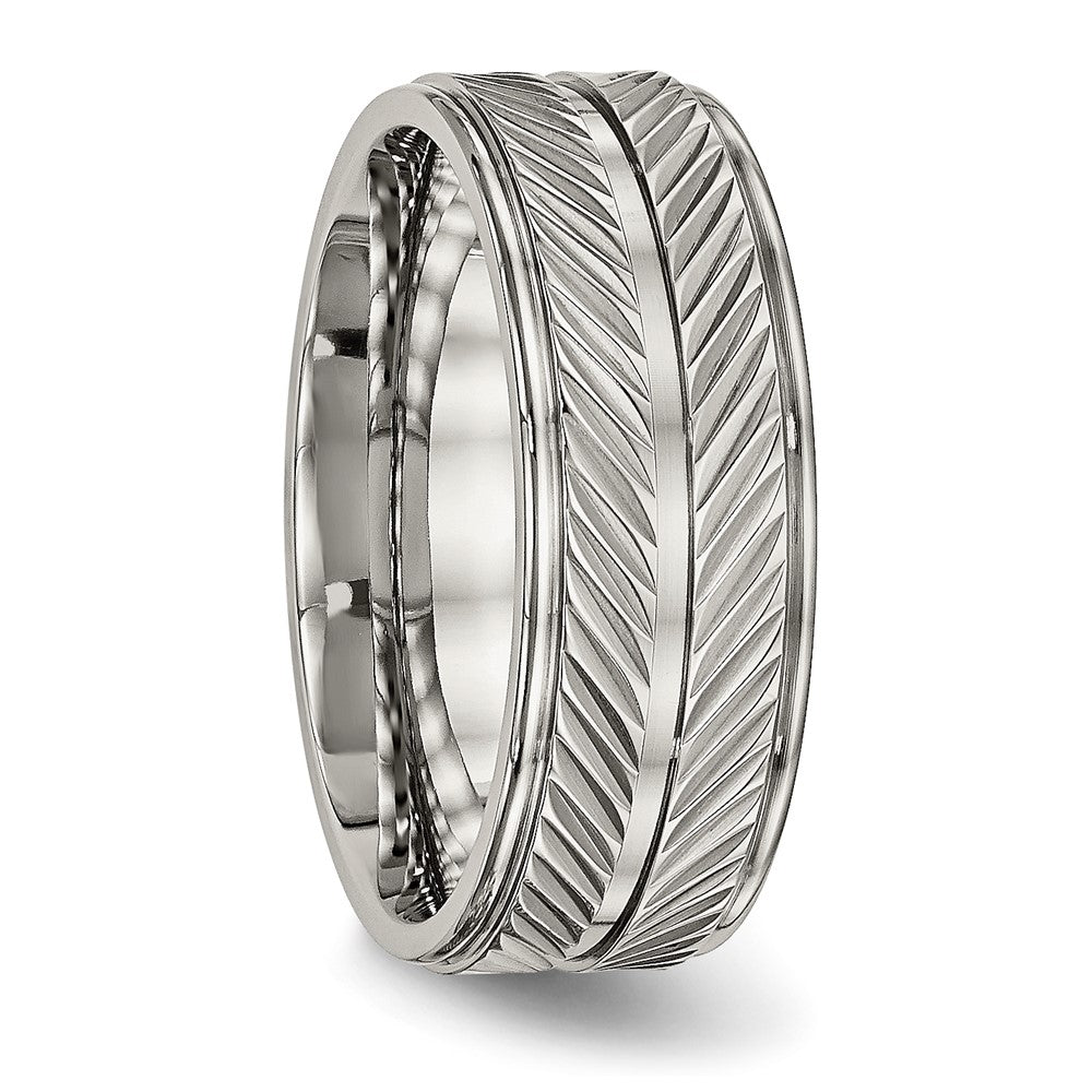 Titan Poliert 8mm Gerillt Ring