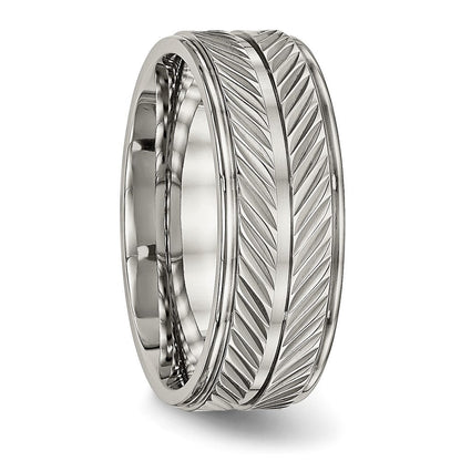 Titan Poliert 8mm Gerillt Ring