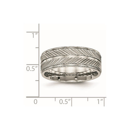 Titan Poliert 8mm Gerillt Ring