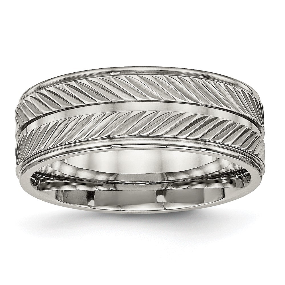 Titan Poliert 8mm Gerillt Ring