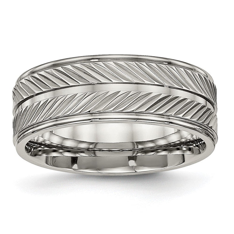 Titan Poliert 8mm Gerillt Ring