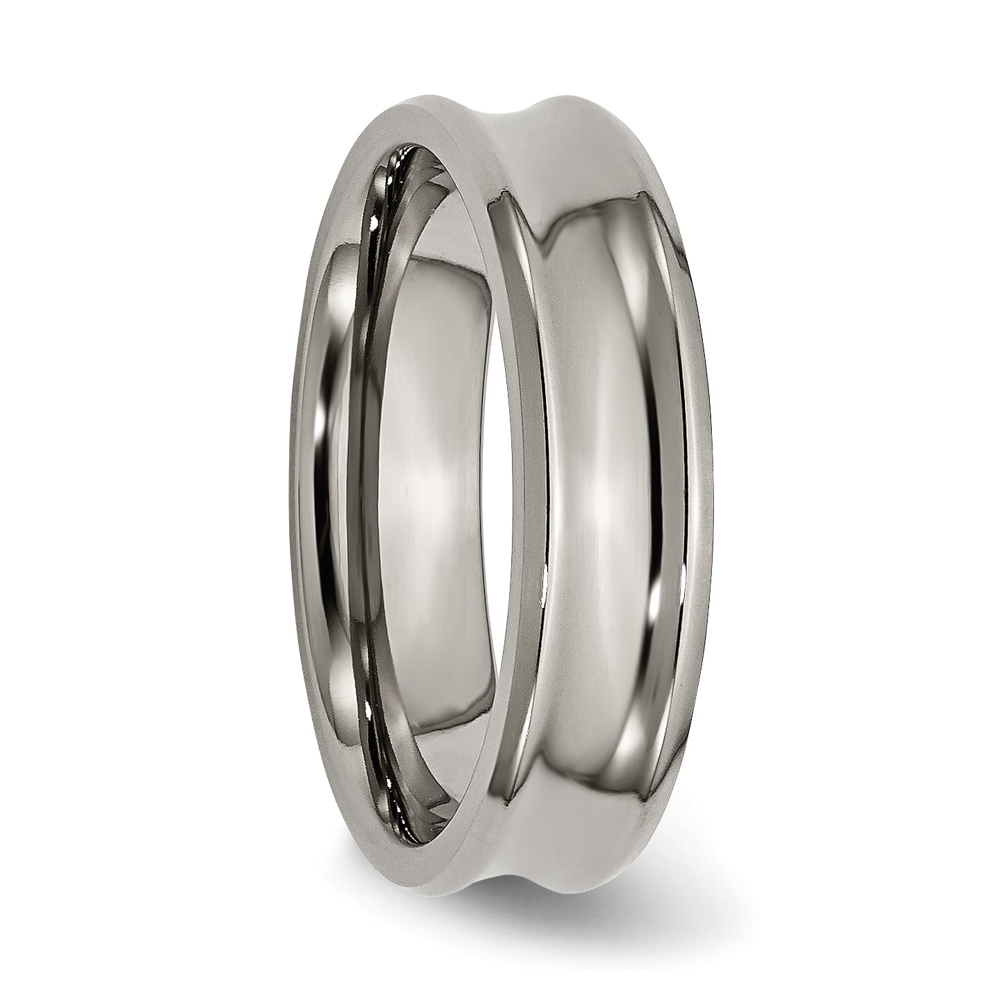 Titan Poliert Konkav 6mm Abgeschrägt Kante Ring