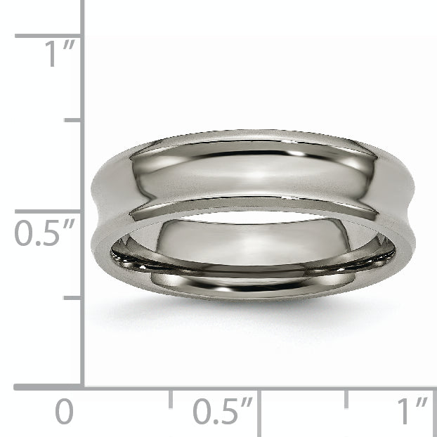 Titan Poliert Konkav 6mm Abgeschrägt Kante Ring