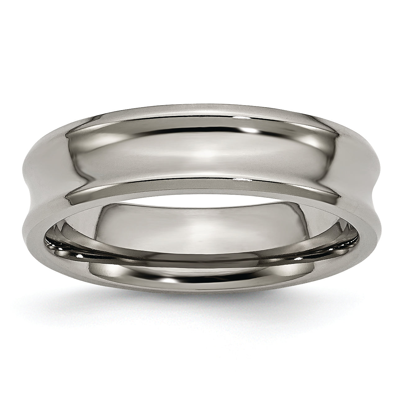 Titan Poliert Konkav 6mm Abgeschrägt Kante Ring