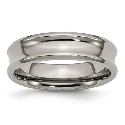 Titan Poliert Konkav 6mm Abgeschrägt Kante Ring