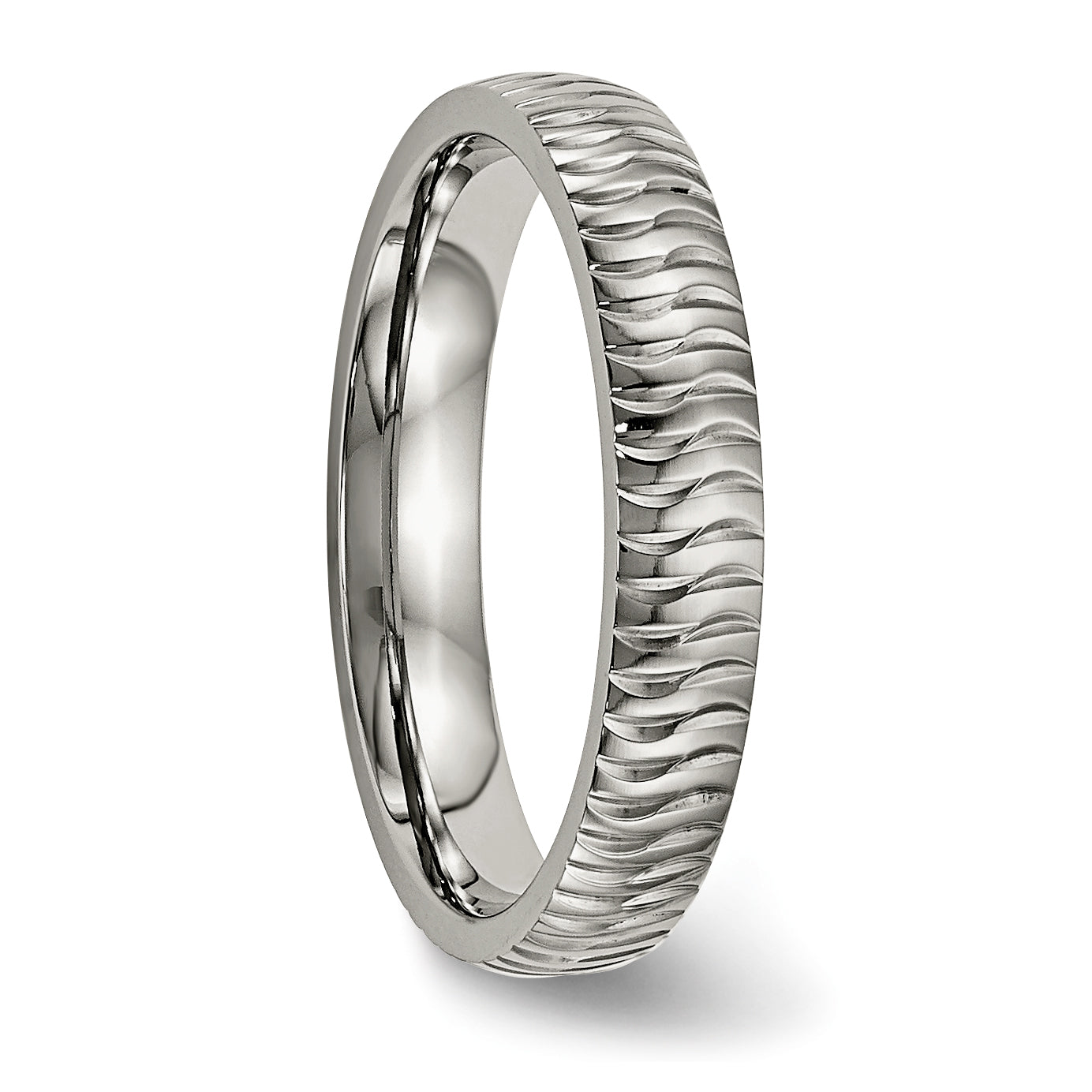 Titan Poliert und Strukturiert 4mm Ring