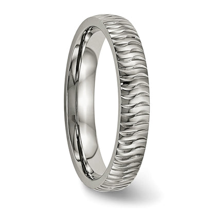 Titan Poliert und Strukturiert 4mm Ring