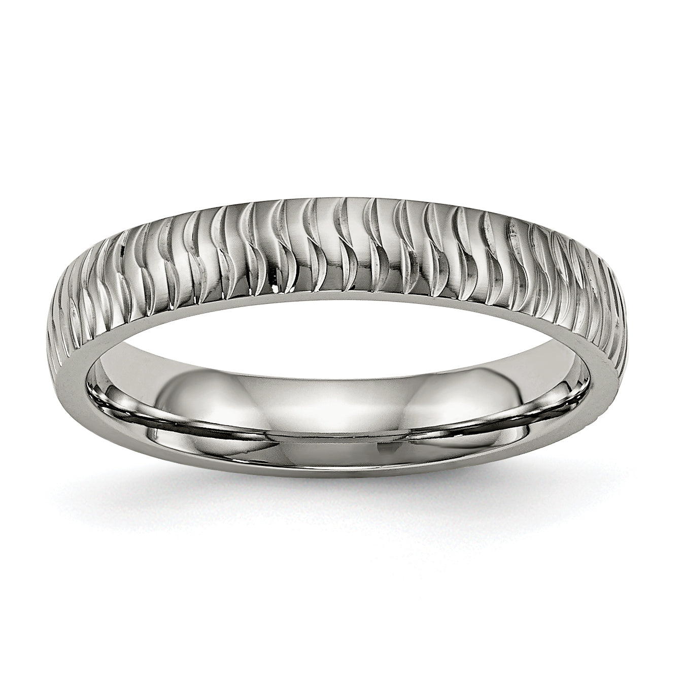 Titan Poliert und Strukturiert 4mm Ring