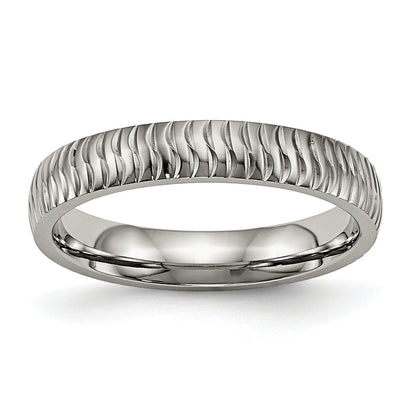 Titan Poliert und Strukturiert 4mm Ring