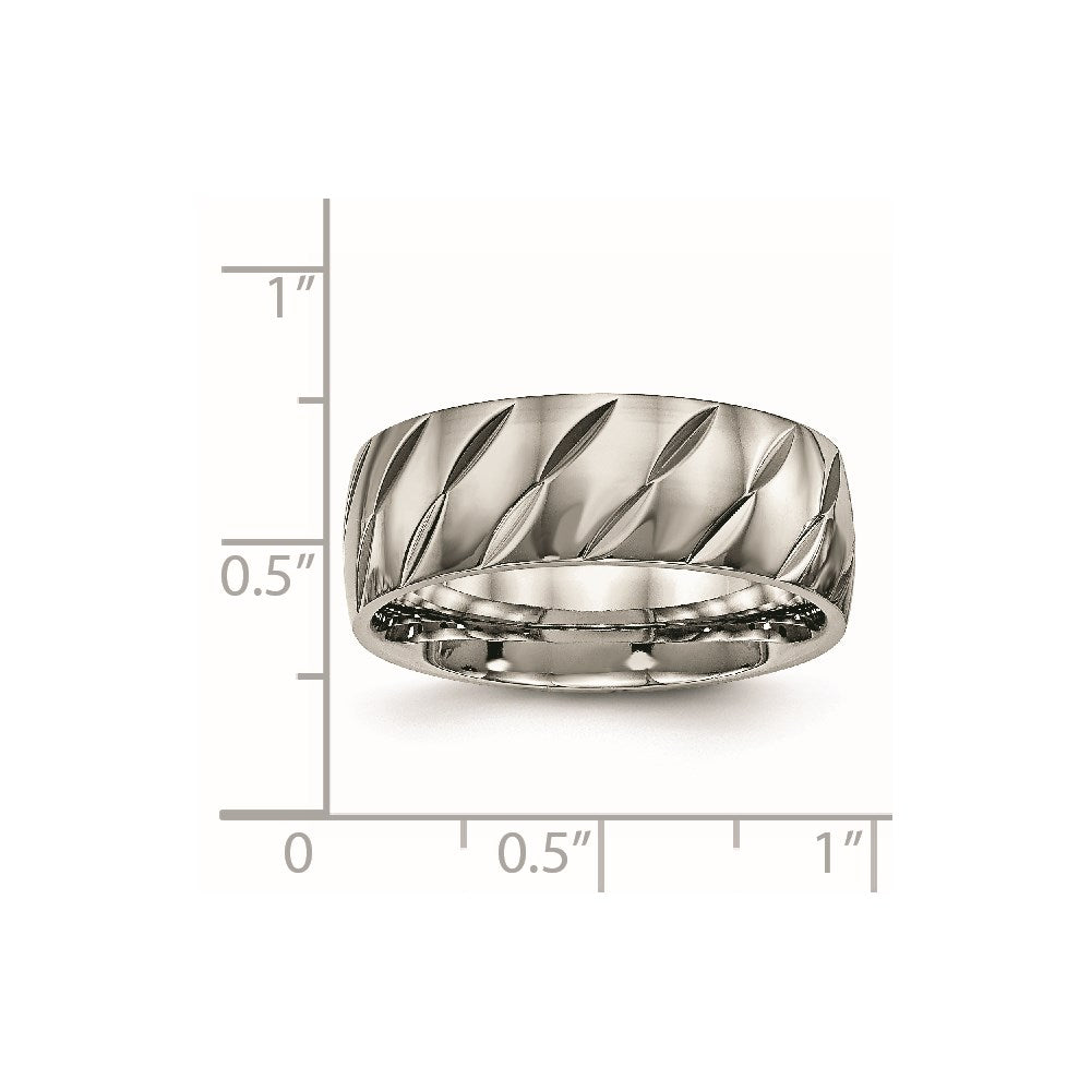 Titan Poliert Diamantiert 8mm Ring