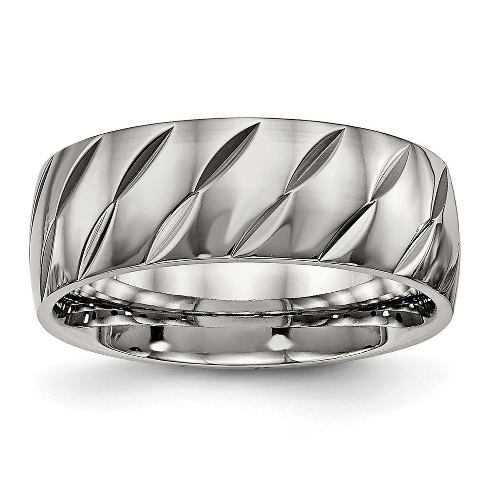 Titan Poliert Diamantiert 8mm Ring