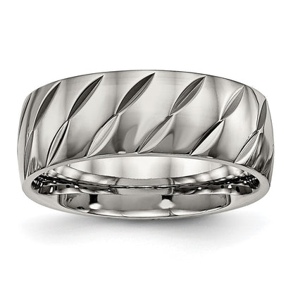 Titan Poliert Diamantiert 8mm Ring
