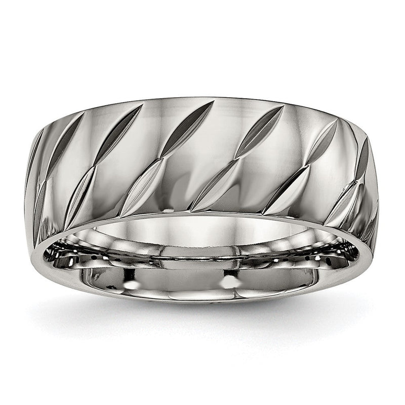 Titan Poliert Diamantiert 8mm Ring