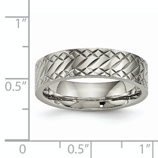 Titan Poliert und Strukturiert 6mm Ring