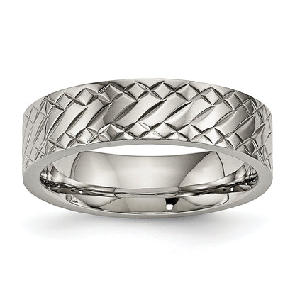 Titan Poliert und Strukturiert 6mm Ring