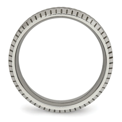 Titan Poliert Gerillt und Strukturiert 7mm Ring