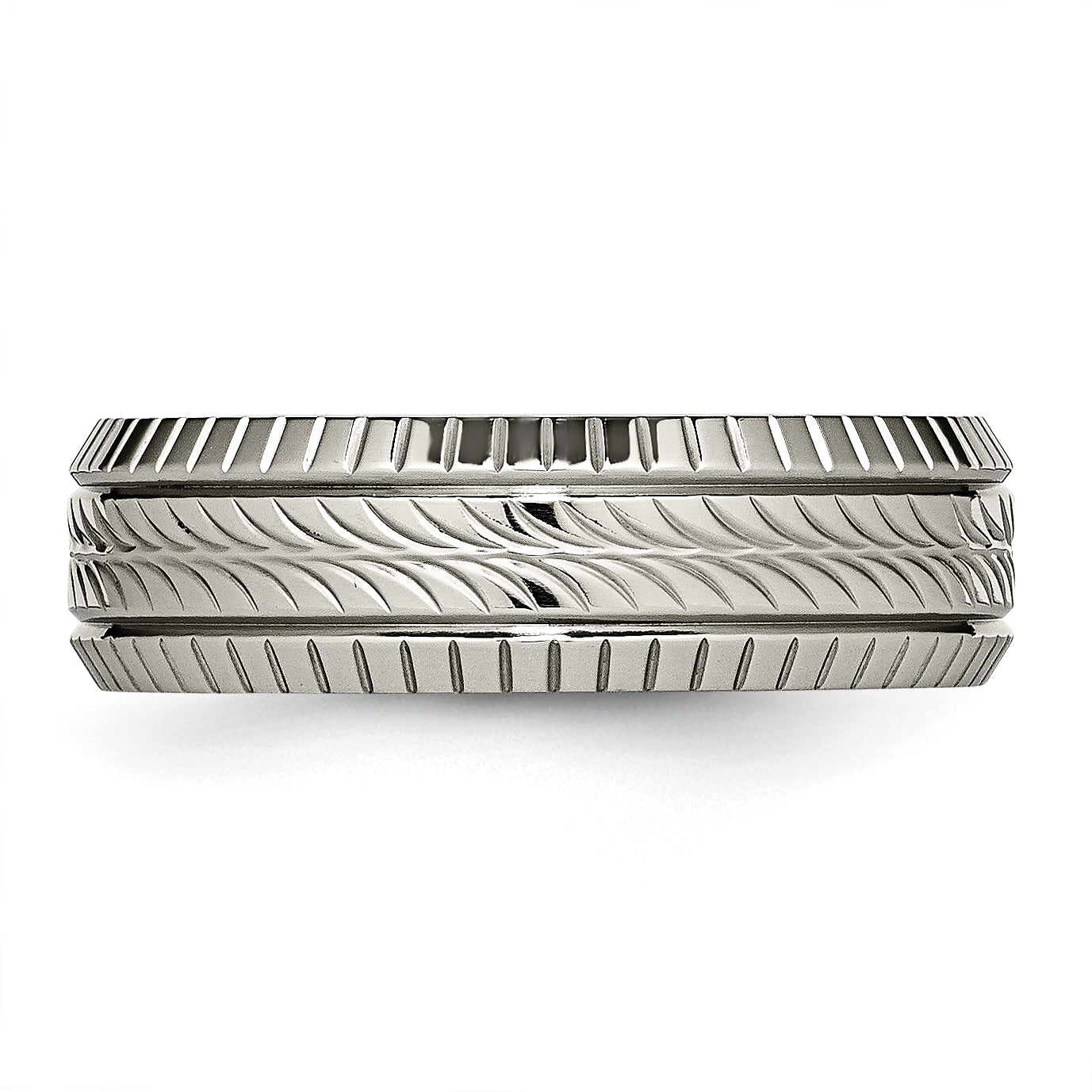 Titan Poliert Gerillt und Strukturiert 7mm Ring