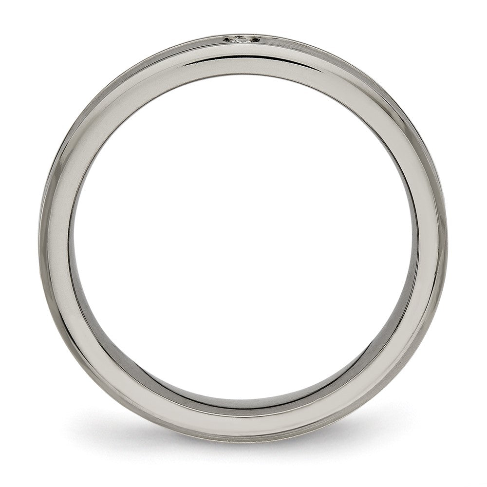 Titan Poliert mit Zirkonia 3.75mm Gerillt Komfort-Passform Ring