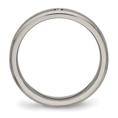 Titan Poliert mit Zirkonia 3.75mm Gerillt Komfort-Passform Ring