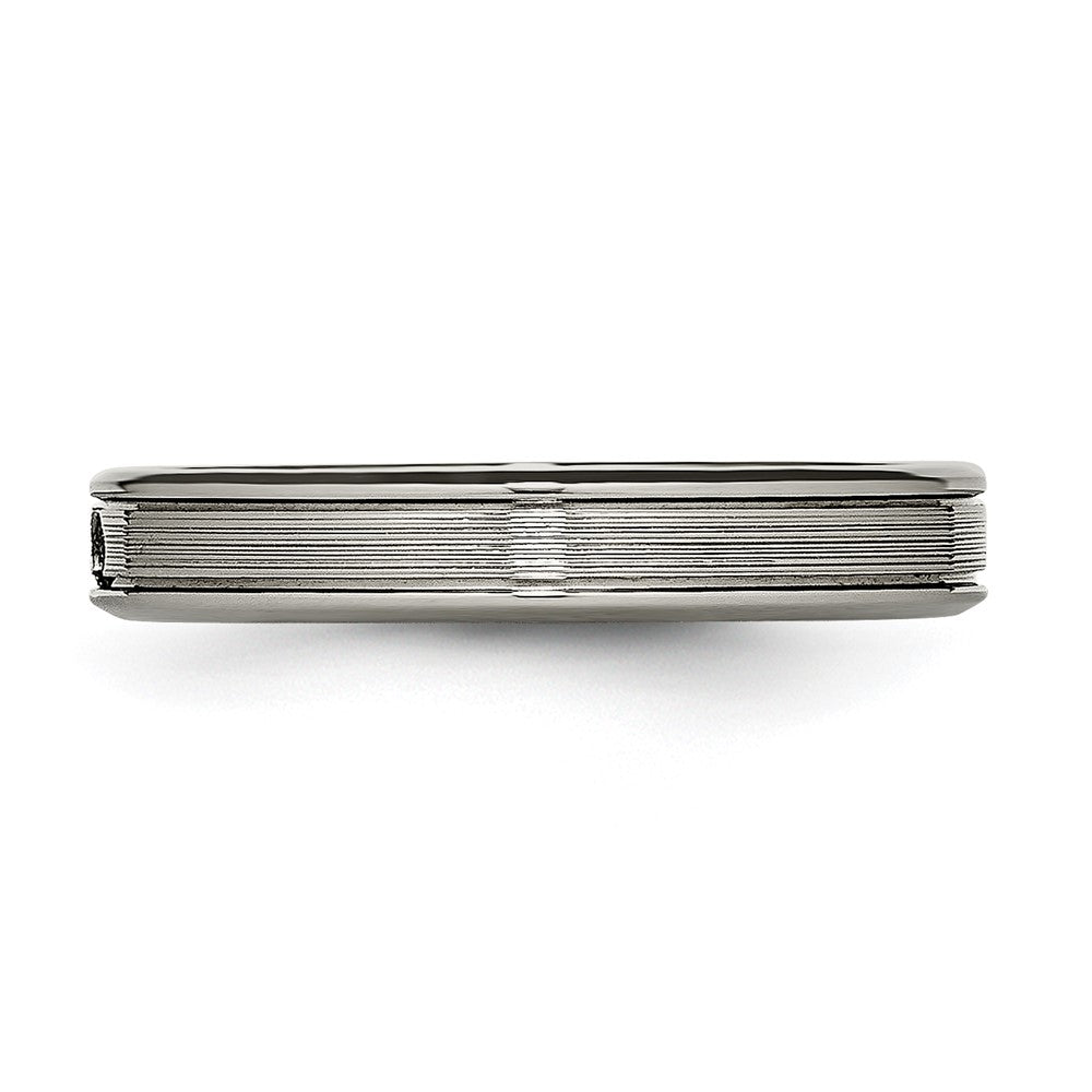 Titan Poliert mit Zirkonia 3.75mm Gerillt Komfort-Passform Ring