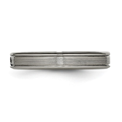 Titan Poliert mit Zirkonia 3.75mm Gerillt Komfort-Passform Ring