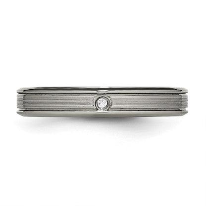 Titan Poliert mit Zirkonia 3.75mm Gerillt Komfort-Passform Ring