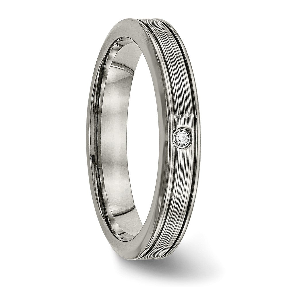 Titan Poliert mit Zirkonia 3.75mm Gerillt Komfort-Passform Ring