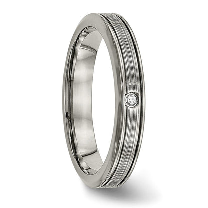 Titan Poliert mit Zirkonia 3.75mm Gerillt Komfort-Passform Ring