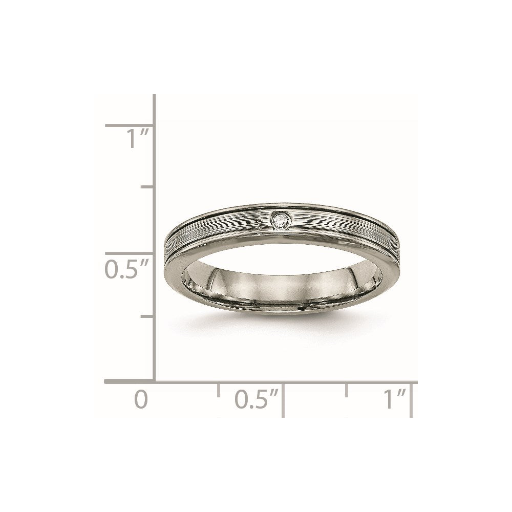 Titan Poliert mit Zirkonia 3.75mm Gerillt Komfort-Passform Ring