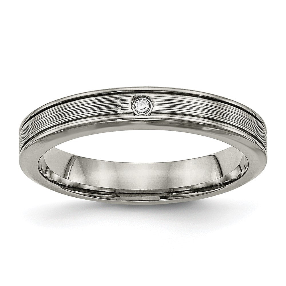 Titan Poliert mit Zirkonia 3.75mm Gerillt Komfort-Passform Ring