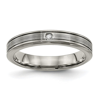Titan Poliert mit Zirkonia 3.75mm Gerillt Komfort-Passform Ring